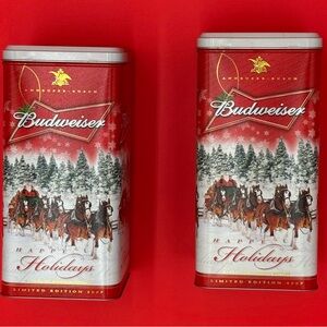 Budweiser vintage limited edition Red and White‎ Holiday Tin’s